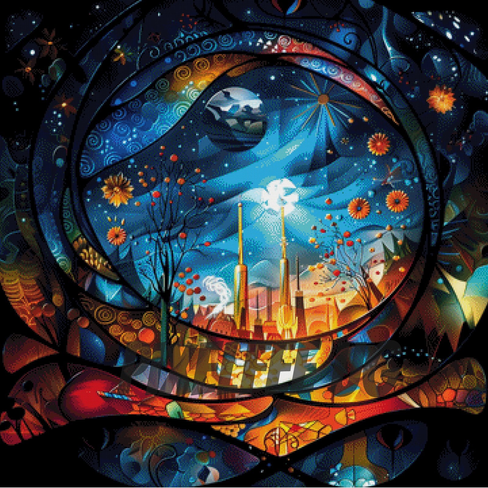 Pixelfee Diamond Painting Celestial Window von nadaya_illustration_jp