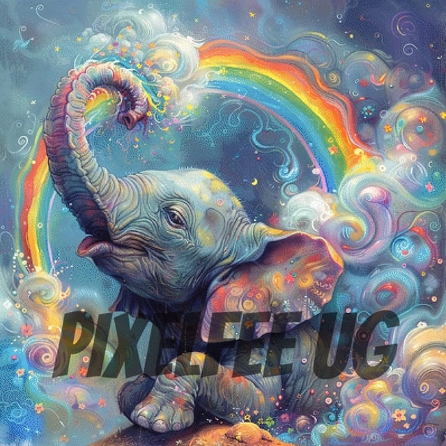 Pixelfee Diamond Painting Rainbow Elephant von Sandrietta_ai