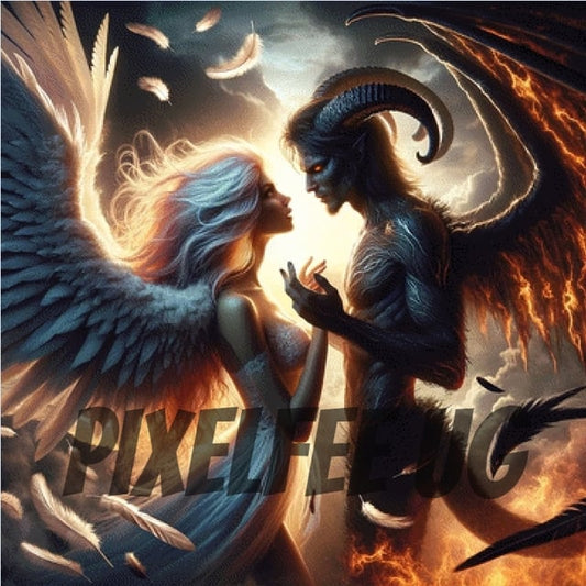 Pixelfee Diamond Painting Angels and Devils von Sandrietta_ai