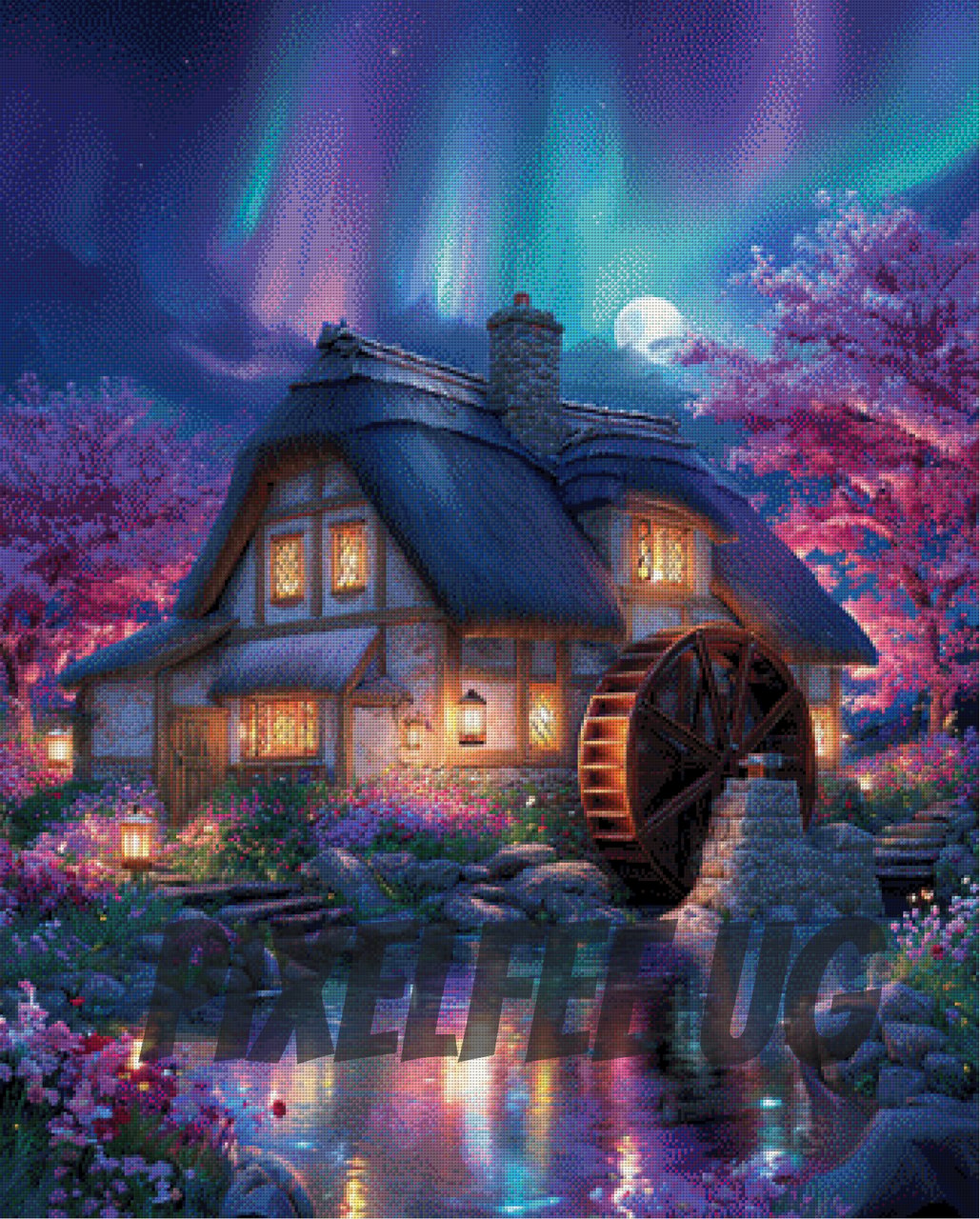 Pixelfee Diamond Painting Nightfall Mill von Bex Ai
