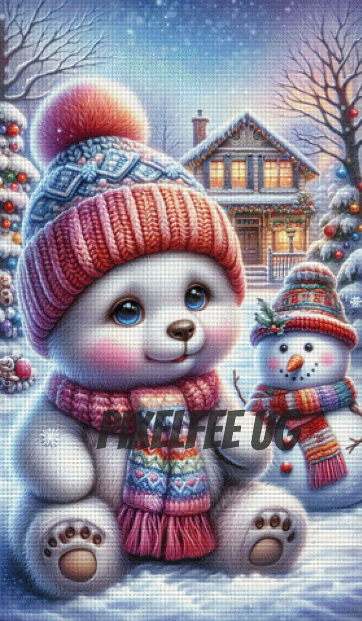 Pixelfee Diamond Painting Bobvon und sein Schneemann von Tante Tati