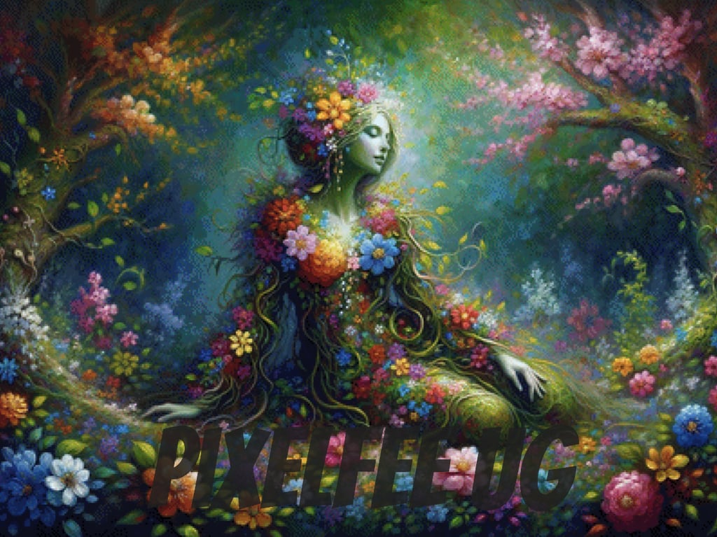 Pixelfee Diamond Painting Blumenmädchen von Sandrietta_ai