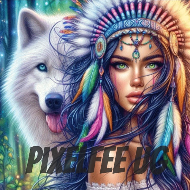 Pixelfee Diamond Painting Indian and white wolf #4 von Sandrietta_ai
