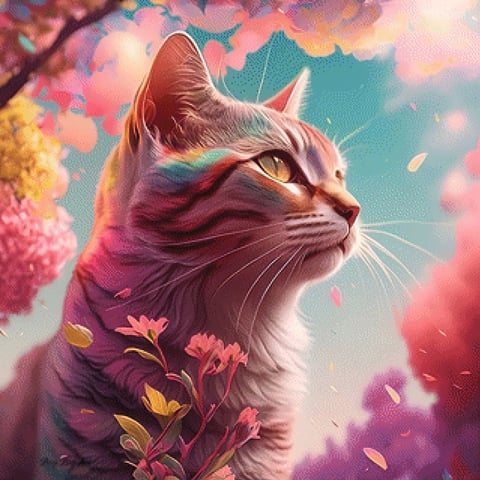 Pixelfee Diamond Painting Flower Cat von Beep Boop Art