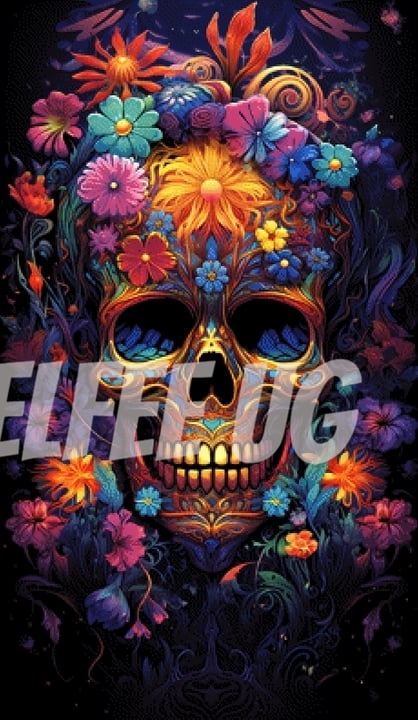 Pixelfee Diamond Painting Vibrant Skull von Sandrietta_ai