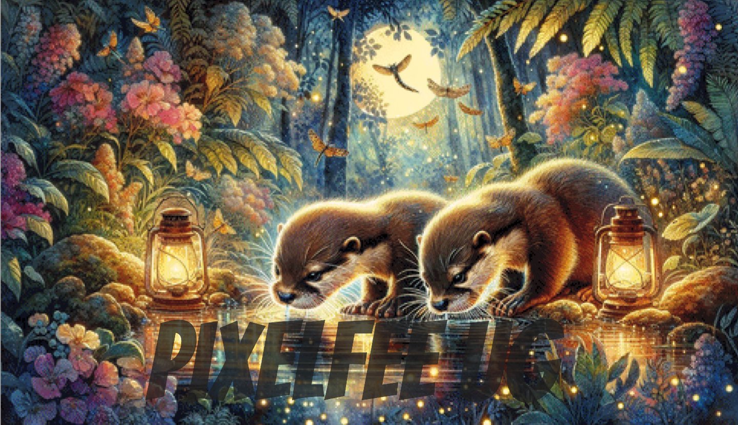 Pixelfee Diamond Painting Otter Spiegelung bei Vollmond von Tante Tati