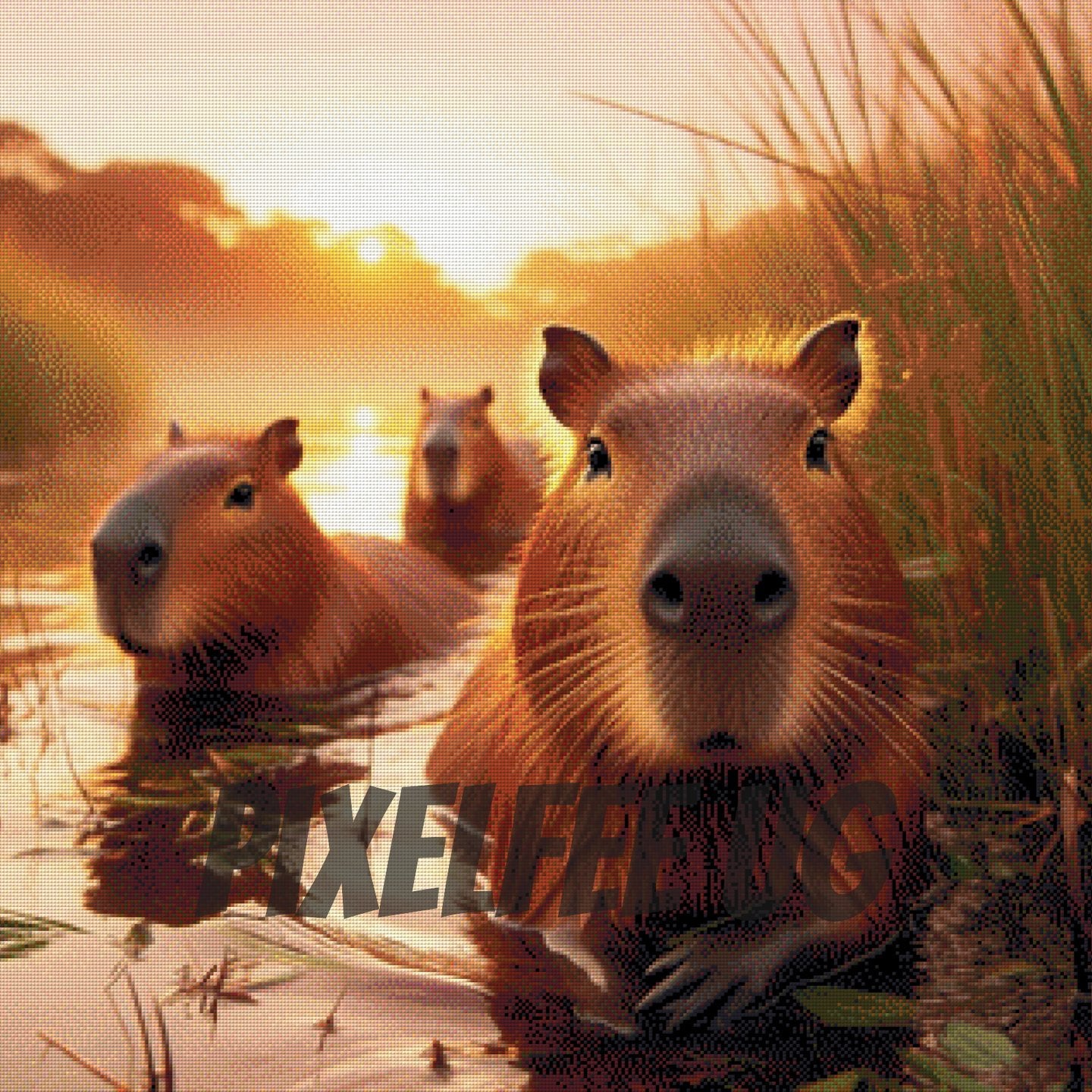 Pixelfee Diamond Painting Capybaras at the water #2 von Pears