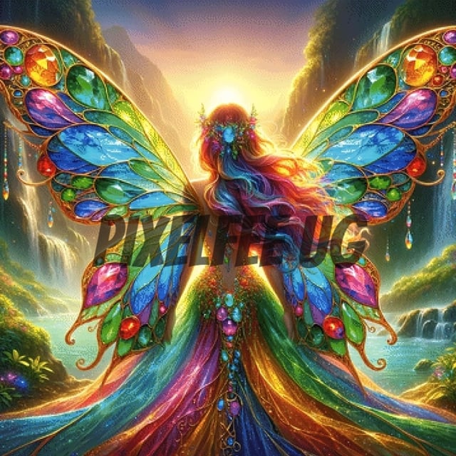 Pixelfee Diamond Painting Colorful Stained Glas Wings von Sandrietta_ai