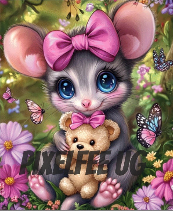 Pixelfee Diamond Painting Cute Opossum with Teddy von Kreativköter