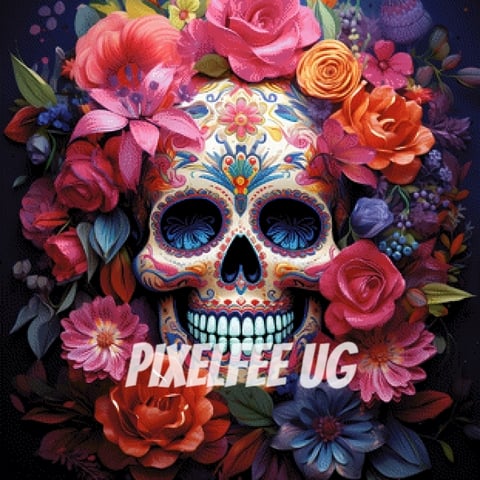 Pixelfee Diamond Painting Rose Skull von Sandrietta_ai