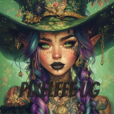 Pixelfee Diamond Painting Green Witch von Sandrietta_ai