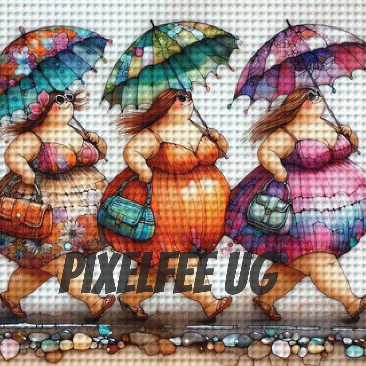 Pixelfee Diamond Painting Three Ladys #2 von CaroFelicia