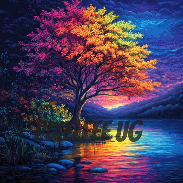 Pixelfee Diamond Painting vibrant rainbow tree von Kreativköter