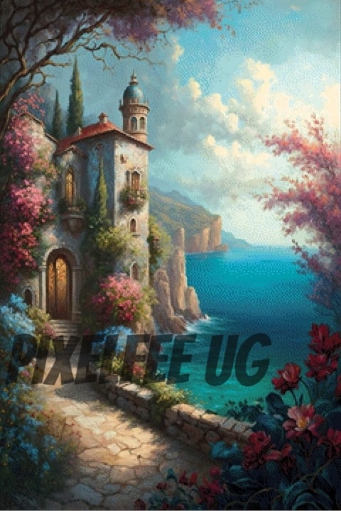Pixelfee Diamond Painting Italien Castle von Morgana.fantasy.ai