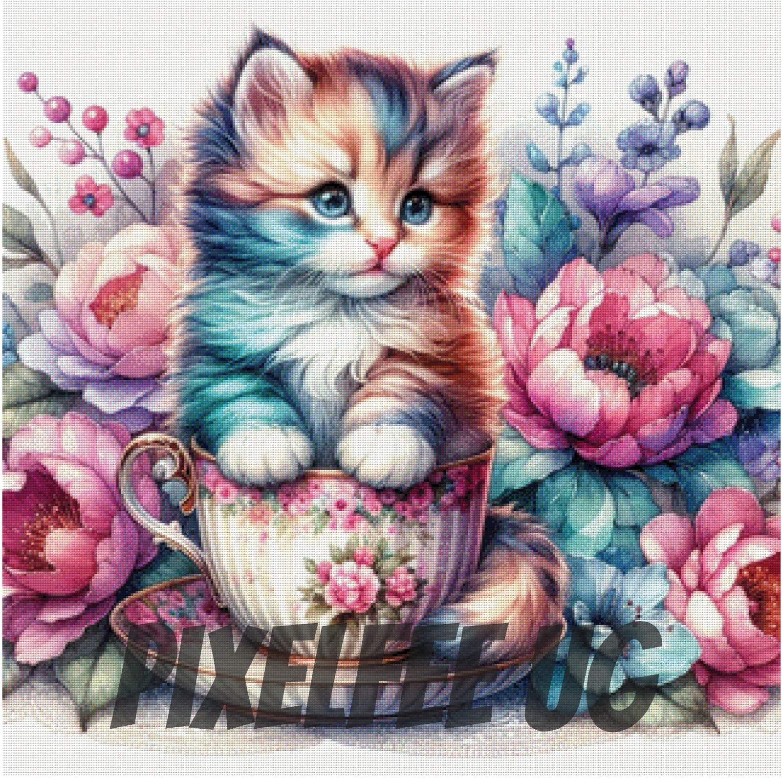 Pixelfee Diamond Painting Tea-Cat Time von Tante Tati