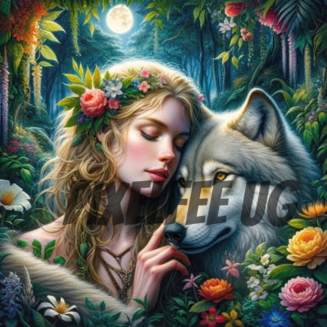 Pixelfee Diamond Painting Woman and Wolf von Sandrietta_ai