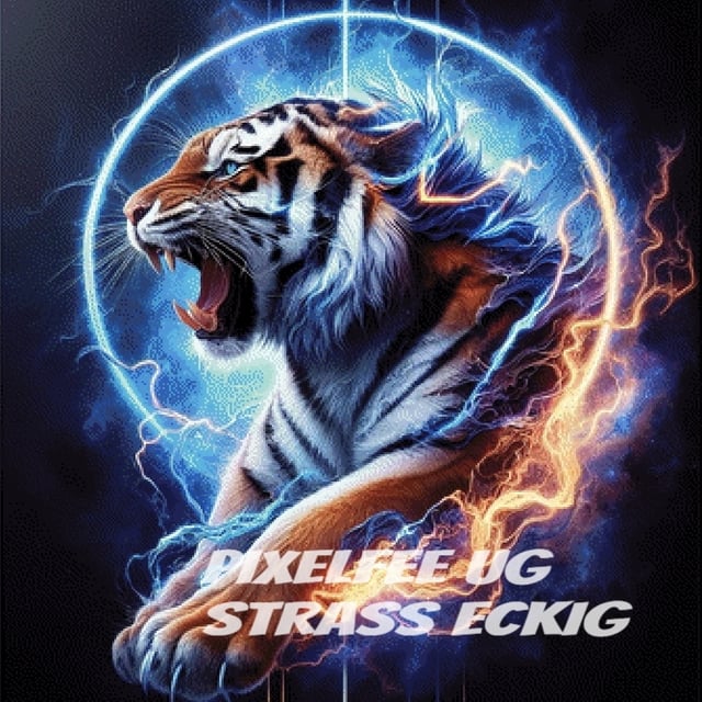 Pixelfee Diamond Painting Tiger in Flame von Sandrietta_ai